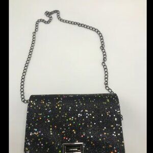 Women Bag black color sparkly Shoulder Crossbody Bag PU Square Mob